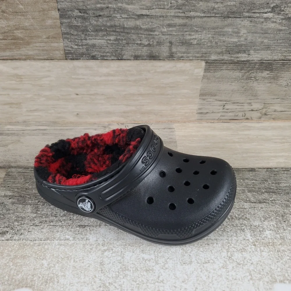 Crocs Classic Lined Buff Check Kids Clogs Sz 9 C9 Rubber Slingback‎ Round Toe